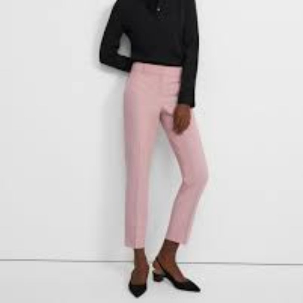 Theory Straight Stretch Wool Tailored Pink Trouser Straight Pants 12